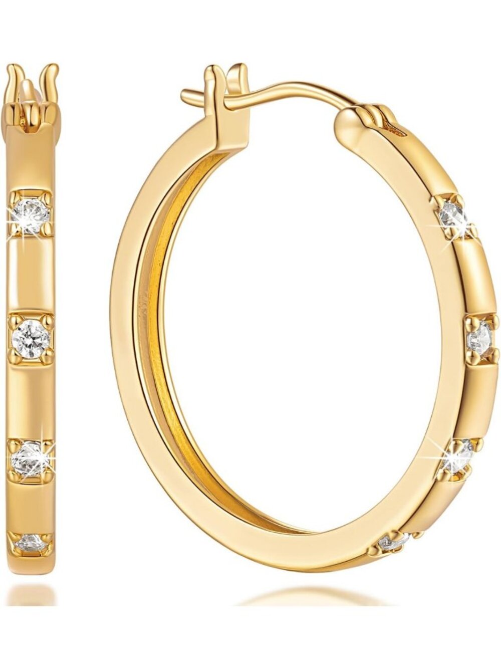 Elegant 14K Gold Hoop Earrings for Women - Stylish Large Hoops, Perfect Gift